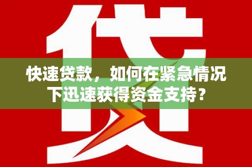 陈巴尔虎旗快速贷款，如何在紧急情况下迅速获得资金支持？